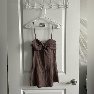 Y2K Twist-Front Spaghetti Strap Top | Brown